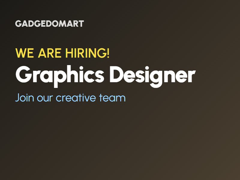 We Are Hiring: Graphics Designer